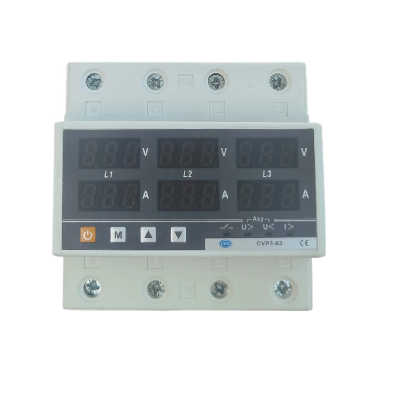 محافظ ولتاژ و جریان سه فاز 63 آمپر جی بی اچ کد JBH/CVP-63/3PH/63A