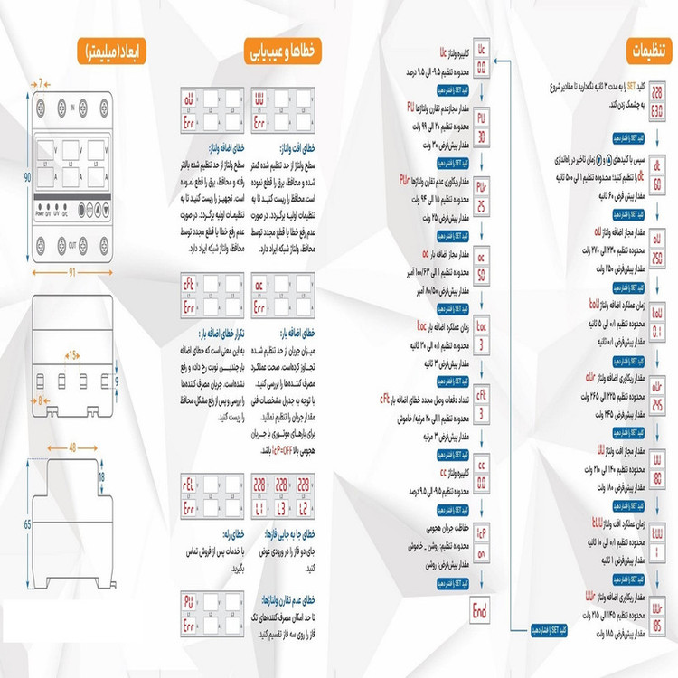 محافظ ولتاژ و جریان سه فاز 63 آمپر جی بی اچ کد JBH/CVP-63/3PH/63A
