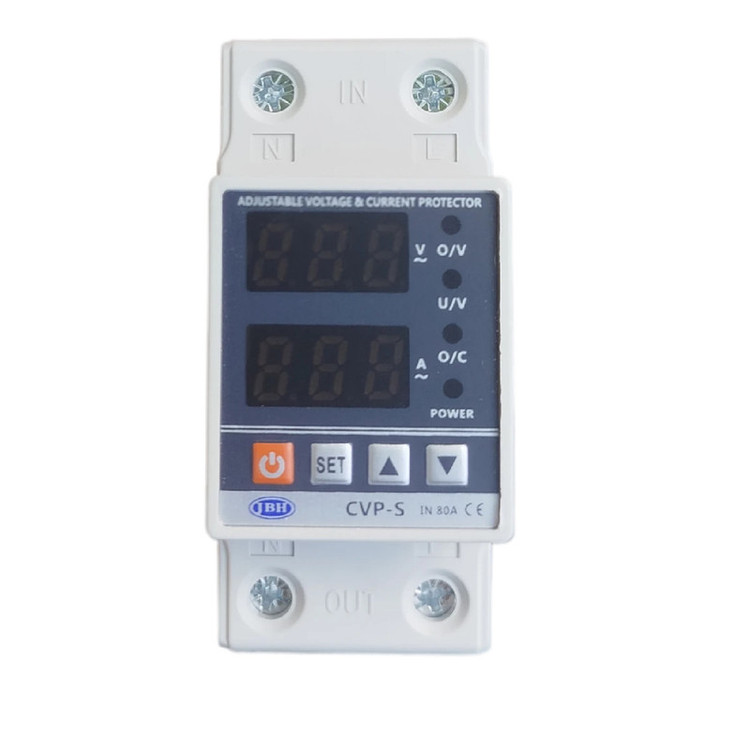 محافظ ولتاژ و جریان تک فاز دیجیتال 80 آمپر جی بی اچ مدل JBH/CVP-S/1PH/80A بسته دو عددی