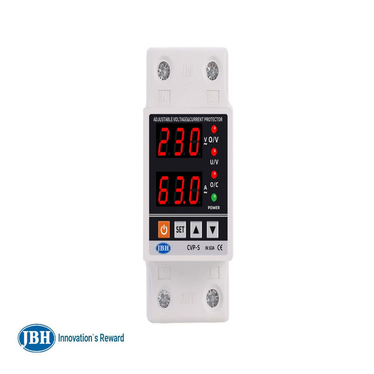 محافظ ولتاژ و جریان تکفاز دیجیتال 63 آمپر جی بی اچ کد JBH/CVP-S/1PH/63A بسته دو عددی
