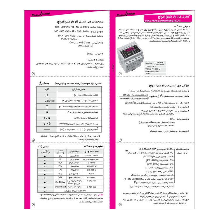 كنترل فاز بار شيوا امواج مدل LPF-15A